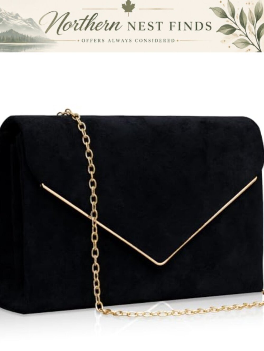 Suede Envelope Clutch Purse with Detachable Chain Strap for Evening Party